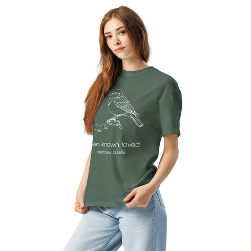 Seen Known Loved Sparrow Christian Bible Verse T-Shirt